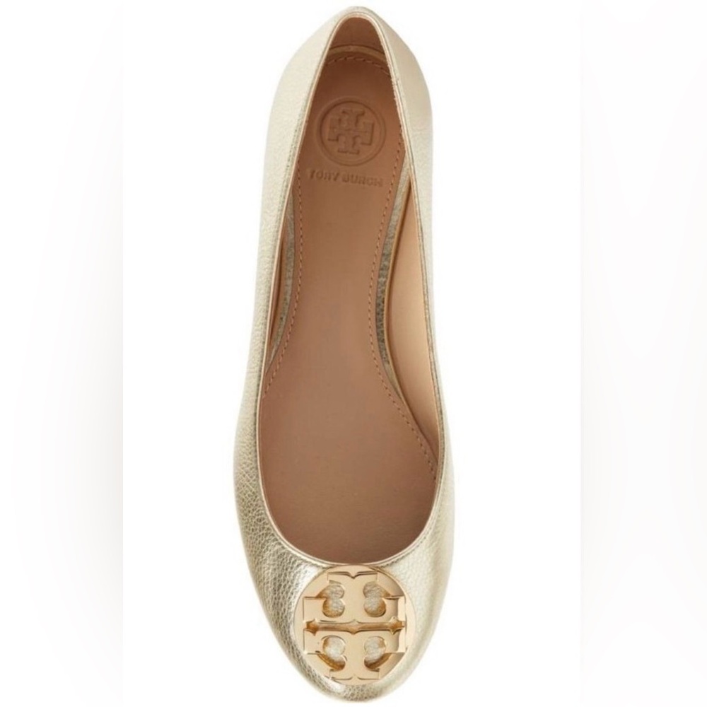 NEW tory Burch Claire ballet flat spark gold